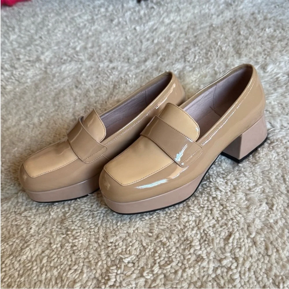 Jeffrey Campbell Student Platform Nude Patent Loafer size 6.5 - Picture 1 of 5